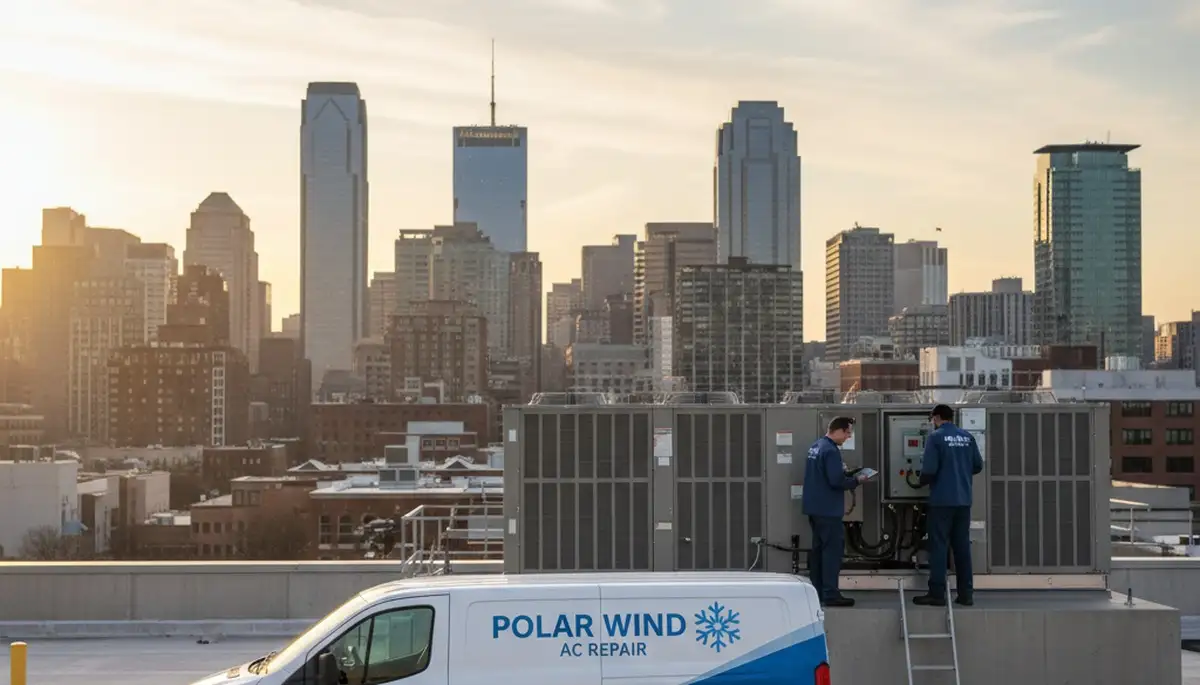 Professional AC repair technician servicing air conditioner unit in New York NY home
