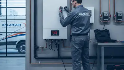 Technician performing boiler repair service in New York, NY for Five Star Cooling heating systems