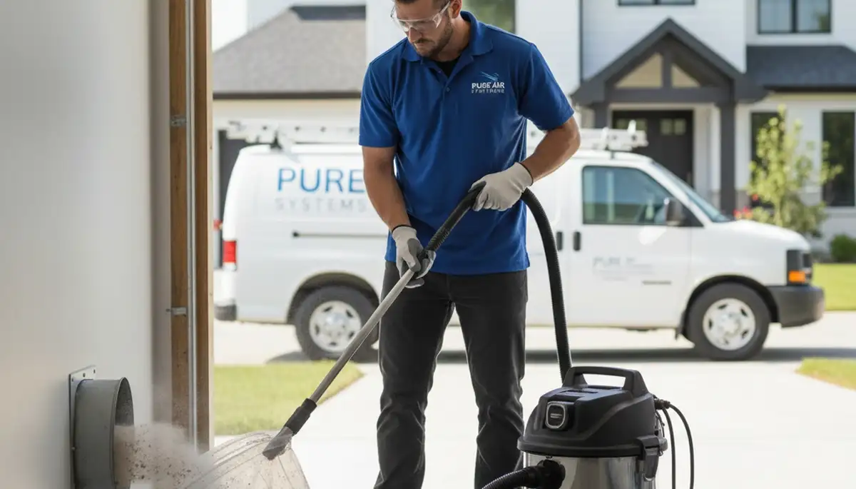 Technician providing professional dryer vent cleaning in New York, NY for improved home safety