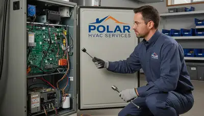 Technician performing furnace repair in New York, NY home for Five Star Cooling heating service
