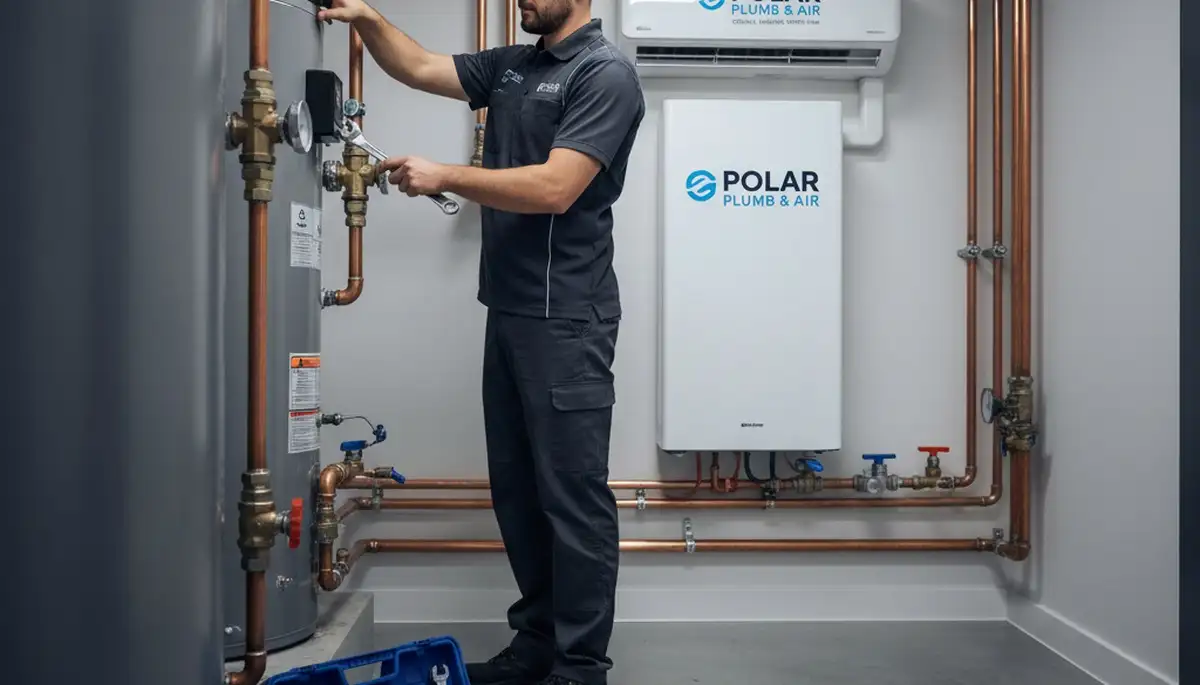Professional plumber fixing water line in New York, NY for Five Star Cooling plumbing services